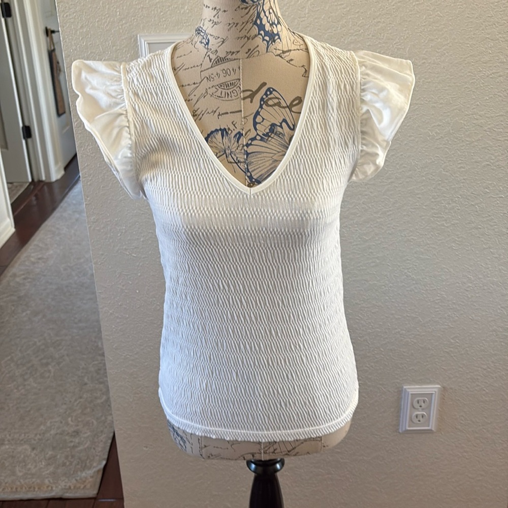 Loft white v-neck blouse .
